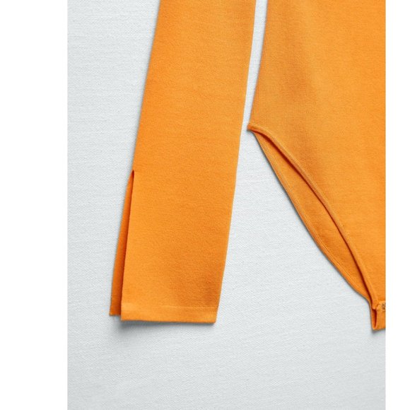 NWT - Zara Cut Out Long Sleeve Knit Bodysuit Orange - Picture 7 of 7